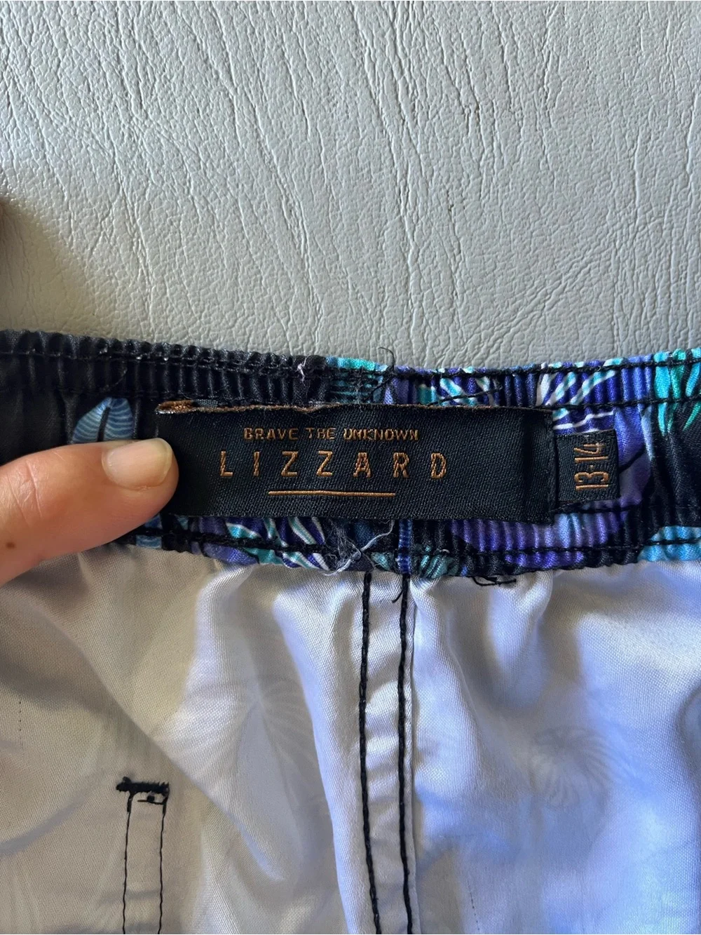 Lizzard‎ Kids Blue Mushroom Print Swim Trunks Drawstring Shorts Size 14